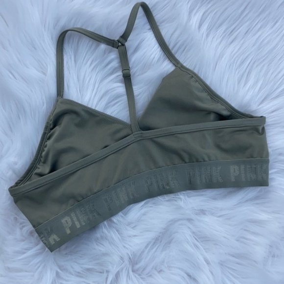 🎖 PINK Cross-Front Sports Bra, sage green, M - Picture 2 of 3